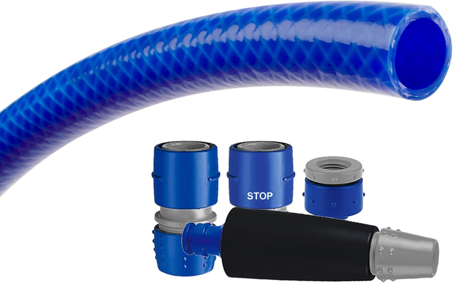 TATAY Blue Line Gartenschlauchset 25 Meter Ø3/4" 19mm, 3 Lagen, hergestellt in Spanien, Widerstand 20 bar und +60°/-20°, geflochten, cadmium- und bleifrei, BPA-frei, Anti-UV. Blaue Farbe.