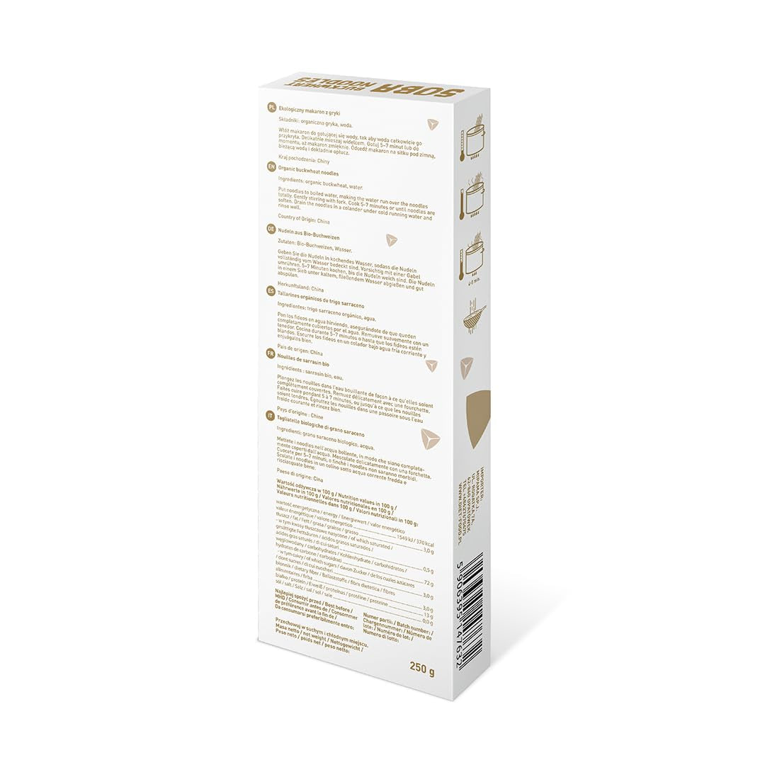 DIET-FOOD Bio Buchweizen Soba Nudeln Lebensmittel Pasta Vegane Glutenfreie Lactosefrei Sojafrei Nudeln für Vegetarier und Veganer 250 Gramm