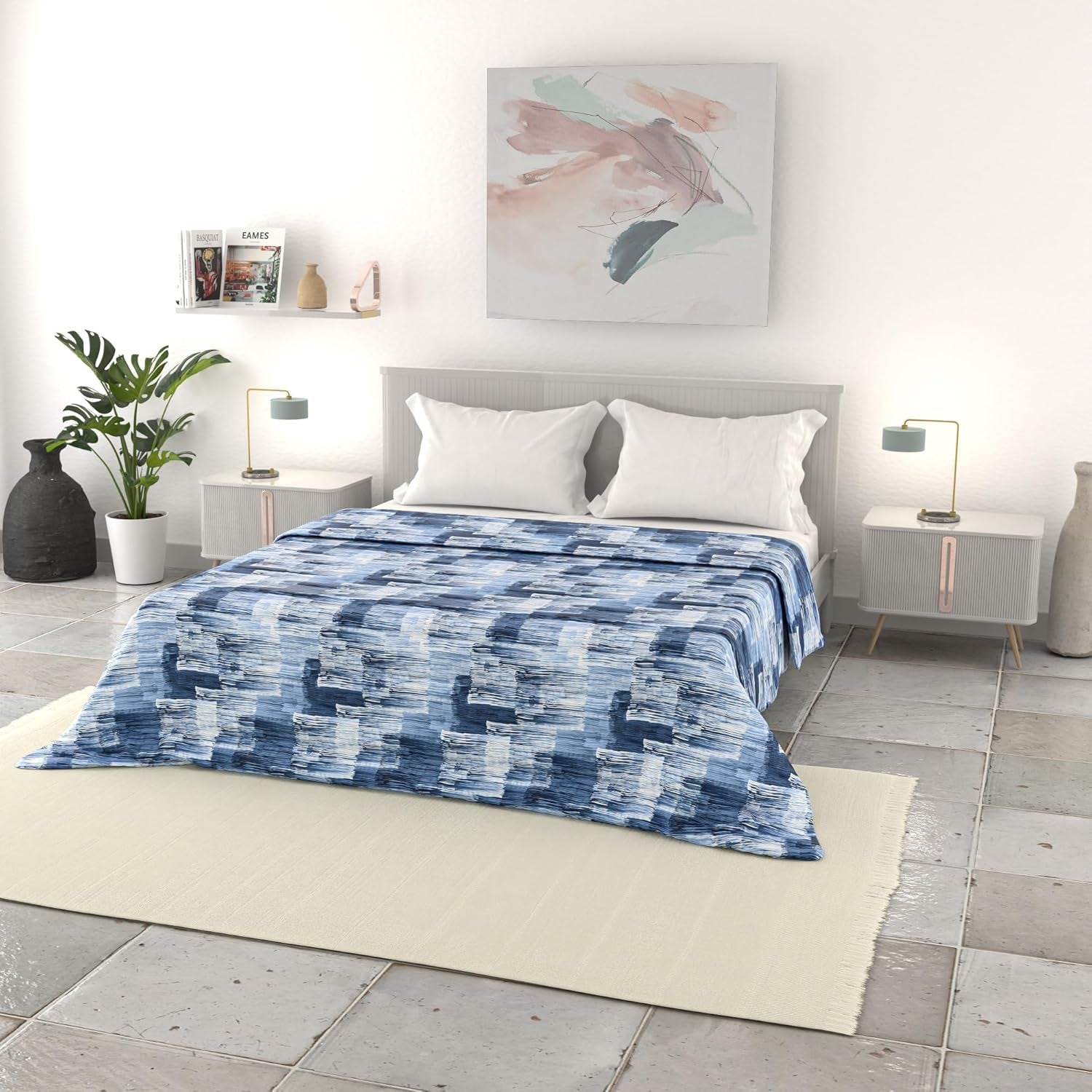 Italienische Bettwäsche Basic Sommerdecke, bedruckte Mikrofaser, 250 x 240 cm, runde Bettdecken und Steppdecken Naty Shop Dye 250 x 240 cm
