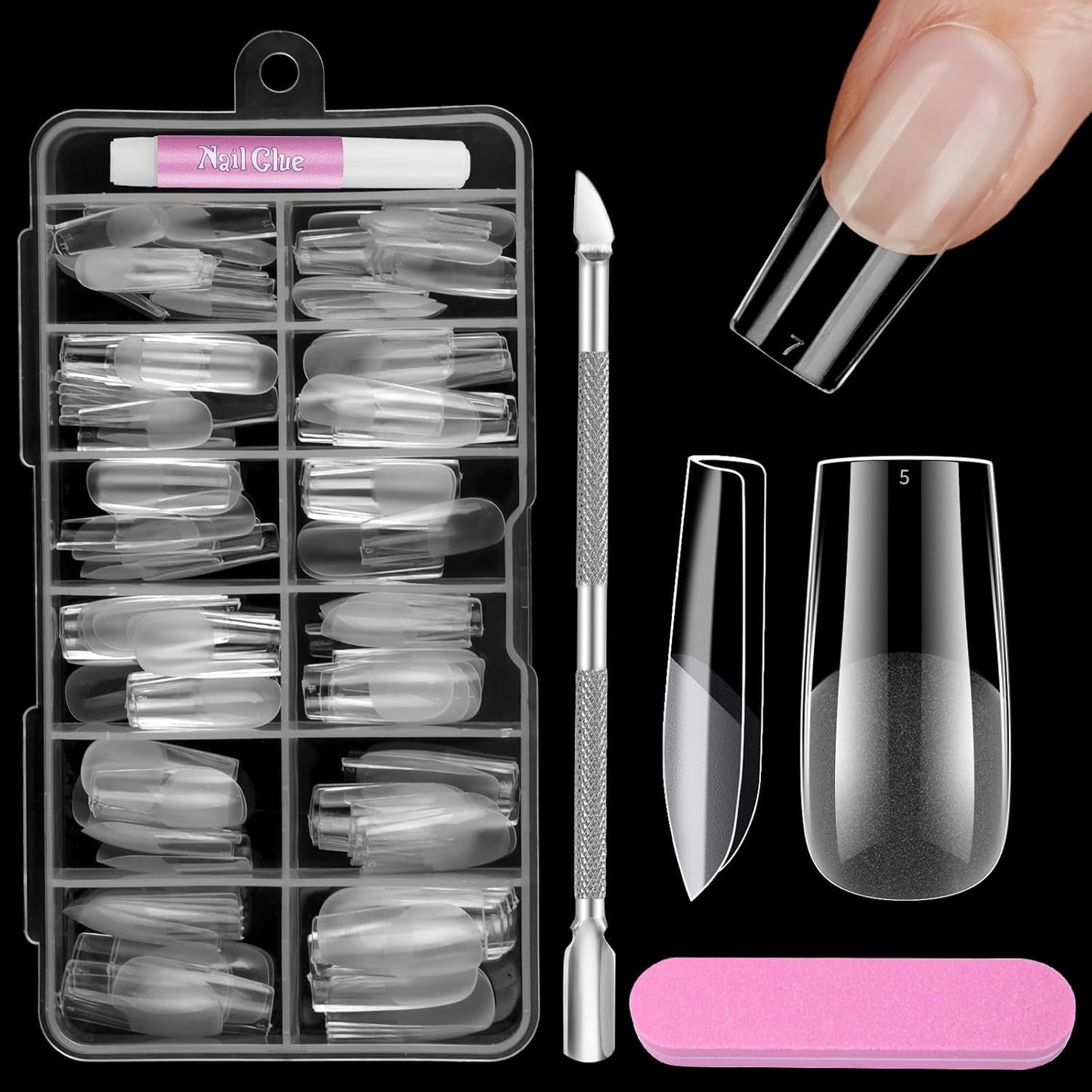 Vollständige Abdeckung für kurze Nägel, 120 Stück, 12 Größen, kurze Nagelspitzen für Gelnägel, zum Aufkleben auf künstliche Nägel, zum Aufkleben auf Nagelfeilen-Set, Nagelpolierer, Nagelhautschieber