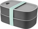 BergHoff Doppel-Bento-Box – Leo (Lunchbox-Set 19 x 12,5 x 9 cm, zwei Boxen, mikrowellengeeignet, luftdichter Verschluss, spülmaschinenfest, ideal für Snacks/Snacks/Salat) 3950126 Frischhaltedosen Naty Shop Classic
