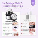 Saviland Fester Nagelspitzenkleber: 2 Stück 15 g künstlicher Nagelkleber, extra starker Kleber zum Aufdrücken der Nägel, UV-Kleber, Gel-Nagelkleber für Frauen, Heimsalon, DIY, UV/LED-Lampe ausgehärtet