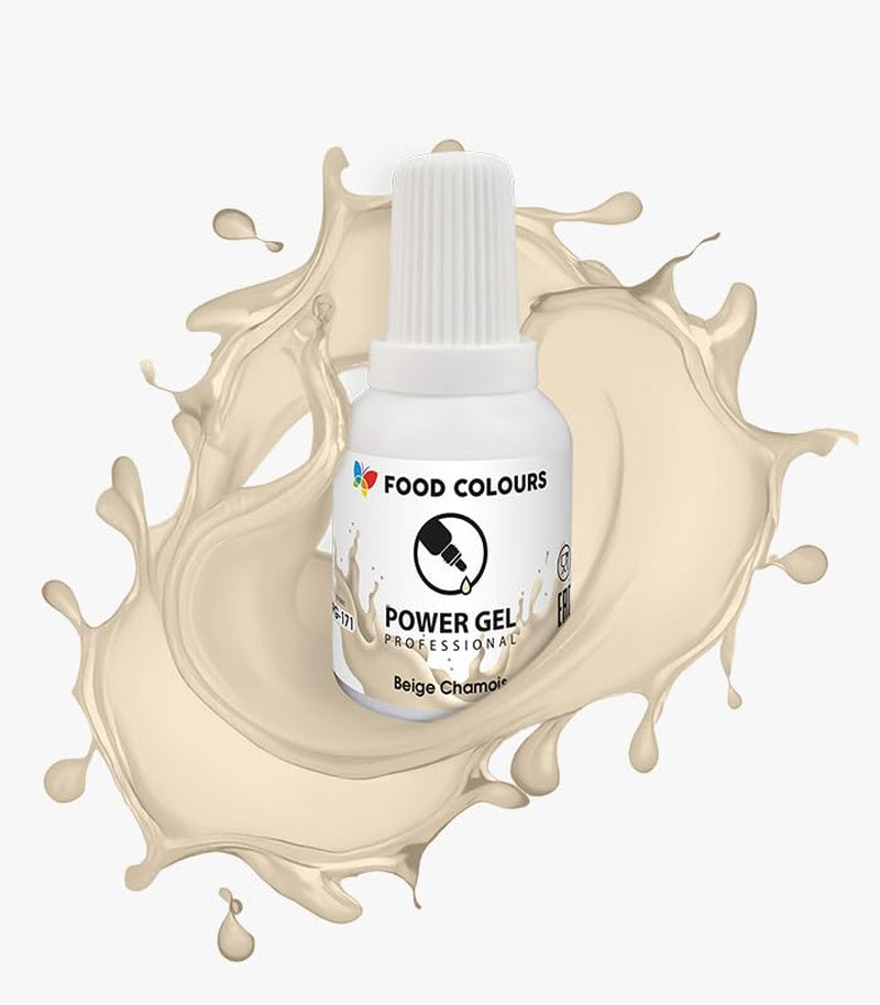 Gel-Lebensmittelfarbe, Beige, Champagnerfarbe, 20 g. Lebensmittelfarbe für ein breites Anwendungsspektrum zum Dekorieren von Kuchen, Torten, Sahne, Biskuit, Royal Icing, Macarons.