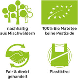 Mate Bio-Teeset ● 3 Mate-Sortimente + 2 doppelwandige Mate-Becher aus Edelstahl + 2 Bombillas + Zubereitungsanleitung (Schwarz)