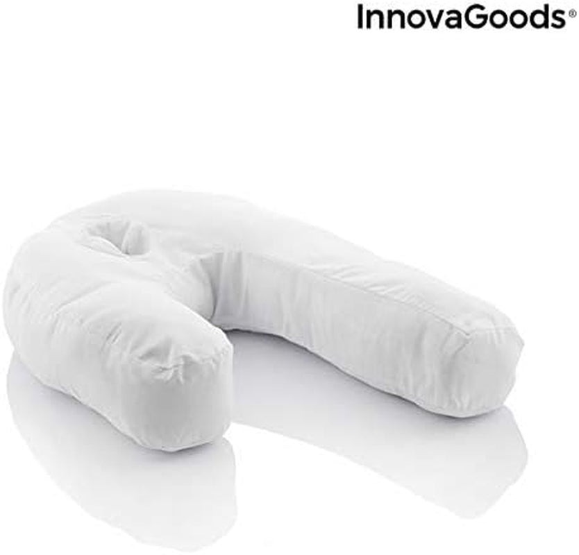 Innovagoods Ergonomisches U-förmiges Kissen für Seitenschläfer, ideal für die Schwangerschaft, fördert ruhiges Atmen, reduziert Schnarchen, Baumwolle und Polyester, weiß, 39 x 57 x 14 cm. Orthopädische Halskissen von Naty Shop