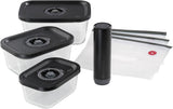 Vakuum-Set Küchenprofi EASYFRESH | Set mit 7 Teilen | 1x elektrische Vakuumpumpe, 1x Vakuumbehälter S, M und L, 3x Vakuumbeutel 22x21 cm | Borosilikatglas, hochwertiger Kunststoff | Zubereitung und Aufbewahrung Lebensmittelaufbewahrungsboxen Naty Shop Staubsauger-Set 7-teilig