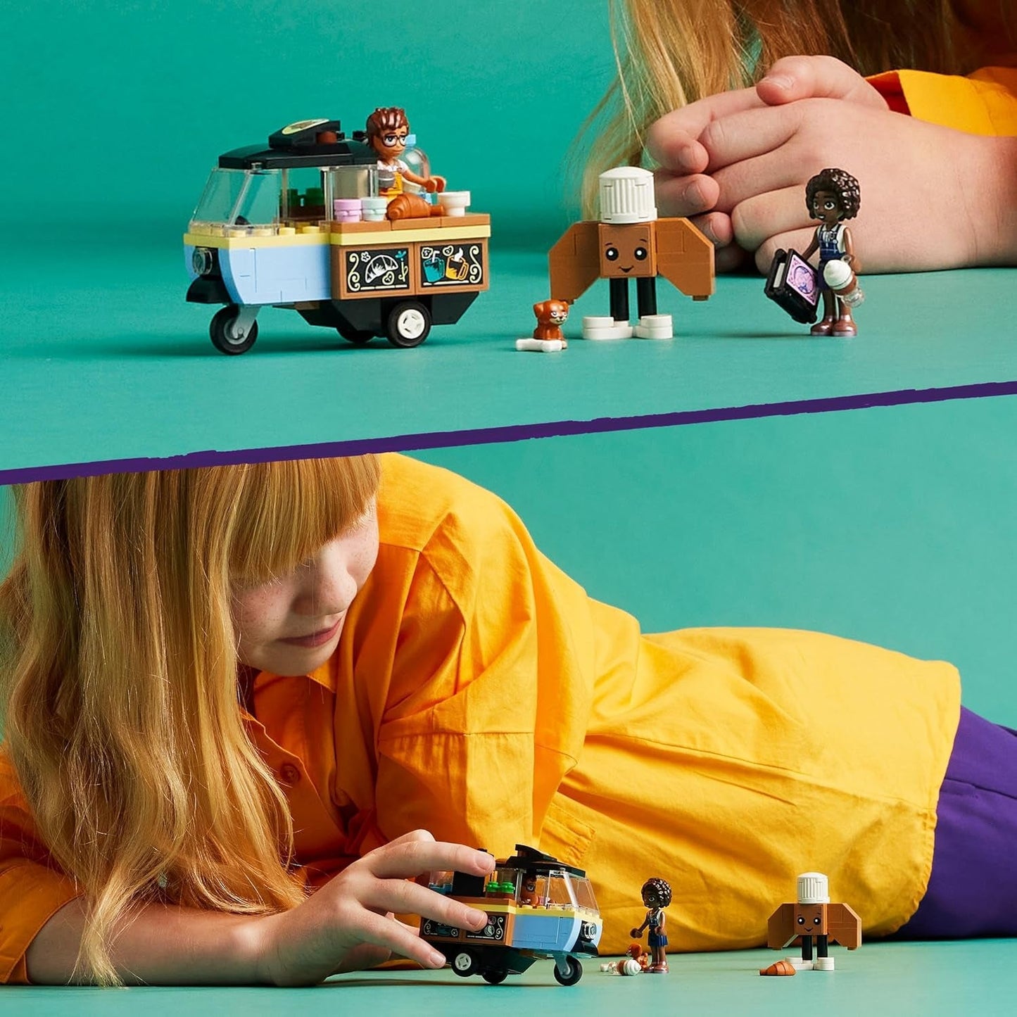 LEGO Friends Rolling Café Kleines Backspielzeug für Kinder, Geschenk für Mädchen und Jungen ab 6 Jahren, Lernspielzeug mit Aliya, Jules und Aira dem Hund 42606 Bausets Beuche den LEGO-Store