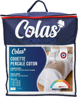 COLAS NORMAND Steppdecke aus Perkal-Baumwolle, 260 x 240 cm, hochwertiges Perkal aus 100 % Baumwolle, weich und bequem, langlebig, feine Verarbeitung, hergestellt in Frankreich, weiße Steppdecken und Steppdecken Naty Shop 260 x 240 cm warm