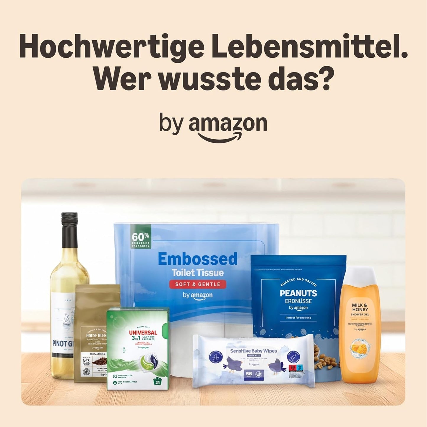 von Amazon Kaffeebohnen, Mittlere Röstung, 100% Arabica, Amaretto, 2kg (2 Packungen mit 1kg)