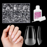 Kurze künstliche Nägel, Ballerina, 500 Stück, zum Aufkleben, 12 Größen, künstliche Nägel, kurze, weiche Gel-Nagelspitzen mit vollständiger Abdeckung für Gelnägel, kurz S