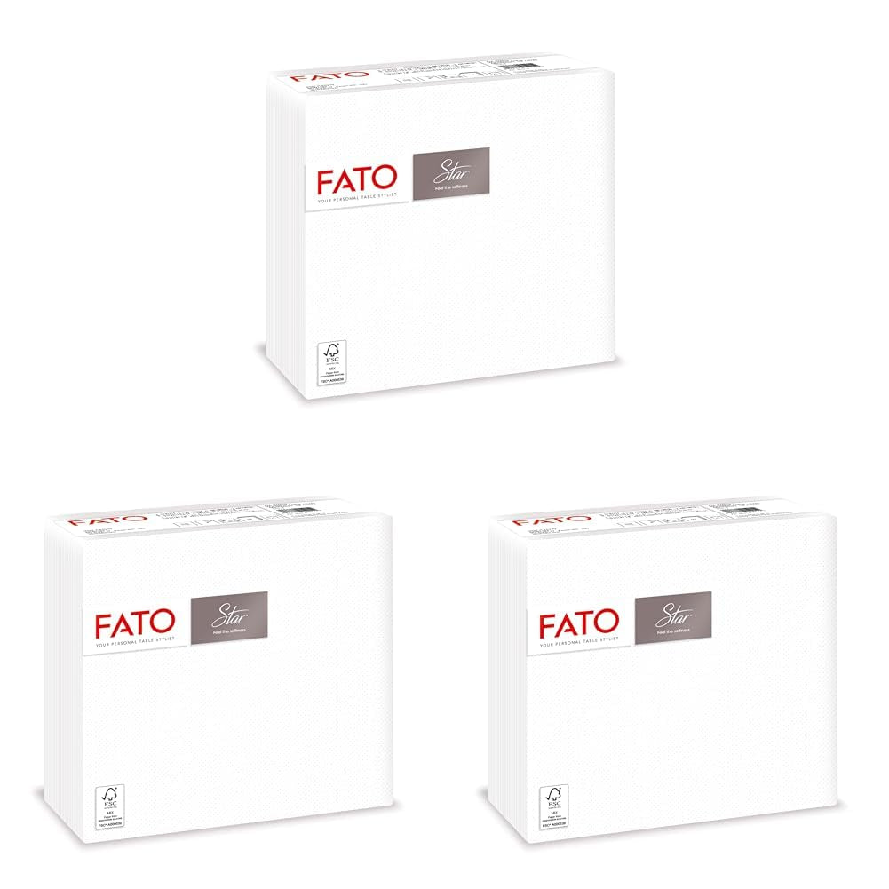, weiche und zarte Einweg-Papierservietten, 40 Stück, Serviettengröße 38 x 38, in 4 gefaltet, 2 Schichten, weiße Farbe, 100 % reines Zellulosepapier, FSC-Zertifikate (3er-Pack)