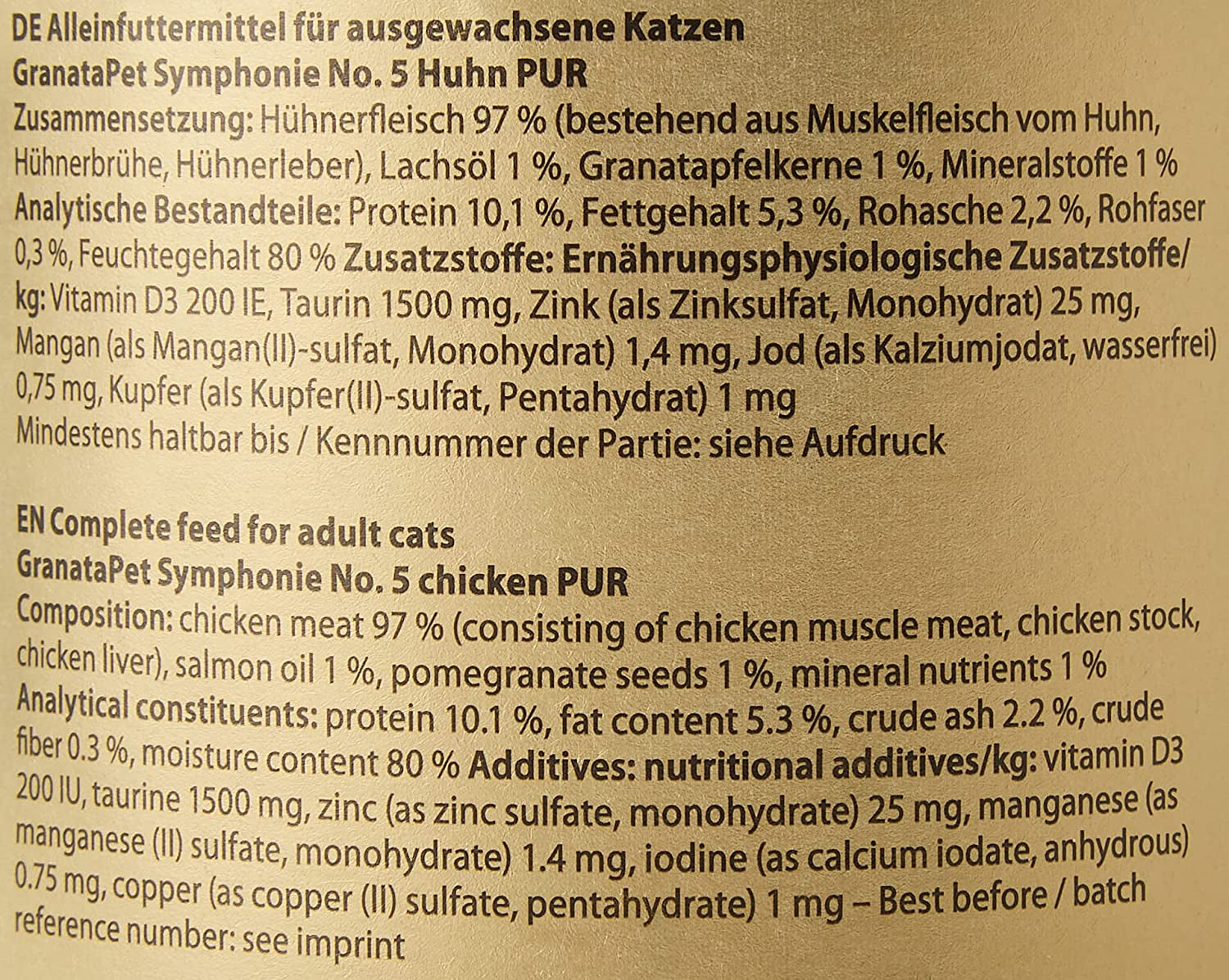 GranataPet Symphony Nr. 5 Reines Huhn, getreide- und zuckerfreies Katzenfutter, Filets in Naturgelee, zartes Nassfutter für Katzen, 6 x 200 g