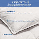 Allnights Schmusetuch, mittelgroß, 135 x 200 cm, 100 % neue Federn und Daunen, allergikerfreundlich, waschbar bis 60 °C, hergestellt in Deutschland, weiße Steppdecken und Steppdecken von Naty Shop