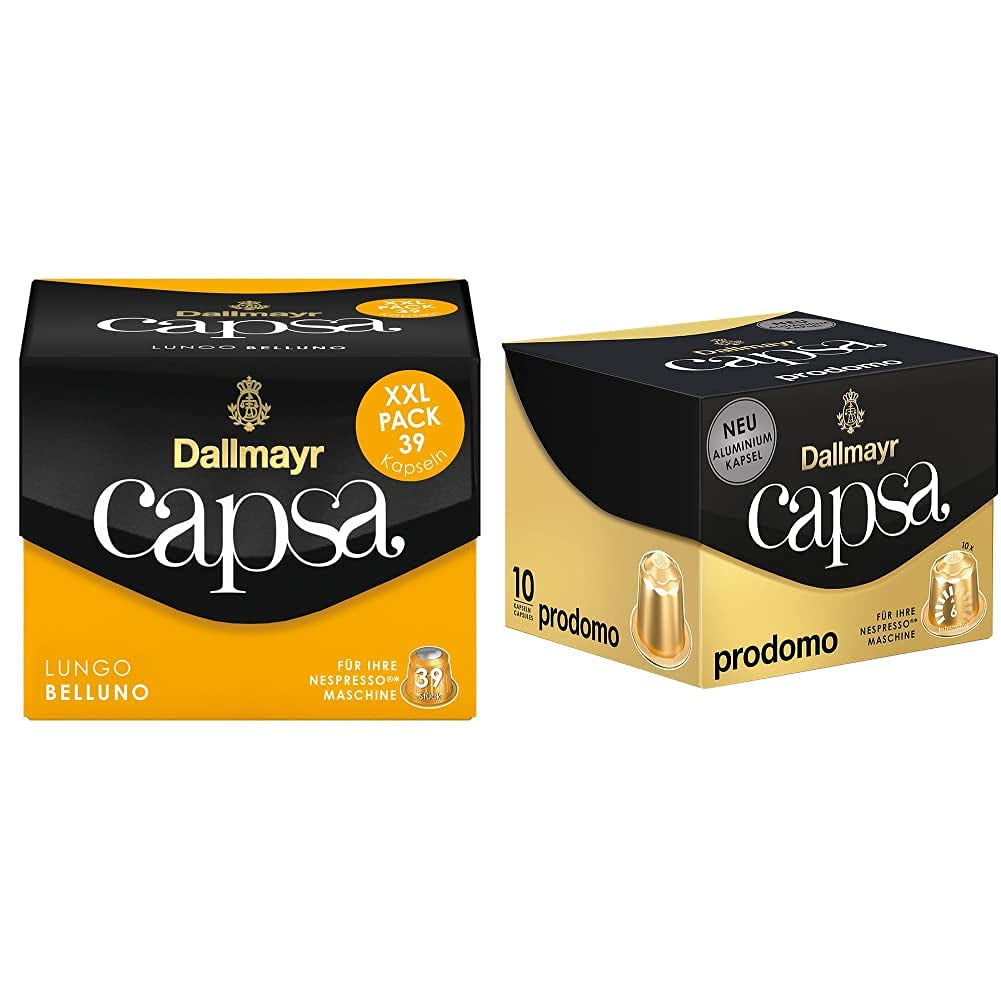 Capsa Lungo Belluno XXL, 39 Nespresso-kompatible Kapseln, 1er Pack (1 x 218 g) & Capsa prodomo, 56g