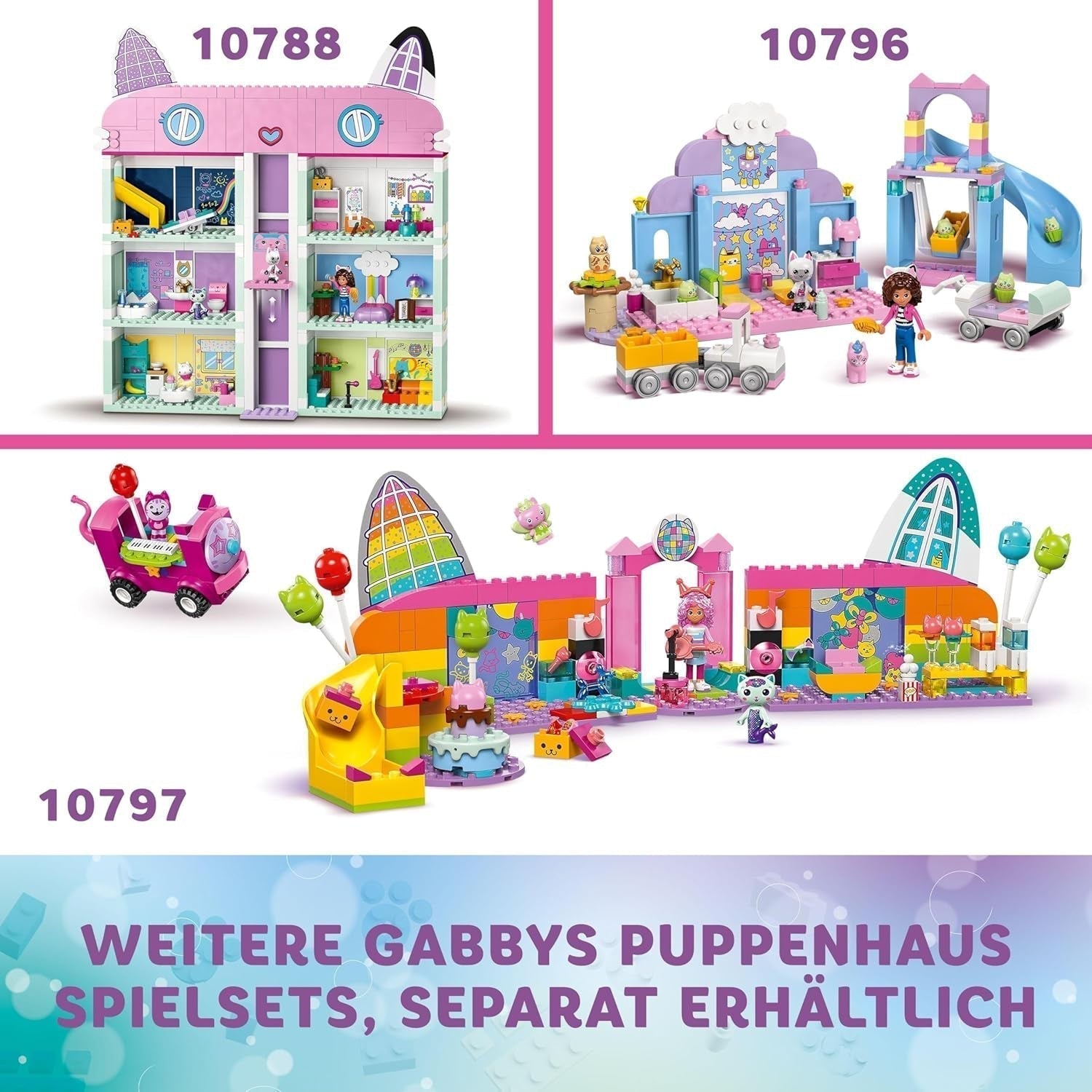 LEGO 4+ Gabbys Puppenhaus Gabbys kleine Kätzchenohren Rollenspieltier-Set Kinderspielzeug mit Rutsche und Figuren Geschenk für Mädchen und Jungen Kreatives Spielspielzeug 10796 Bausätze Beuche den LEGO-Store