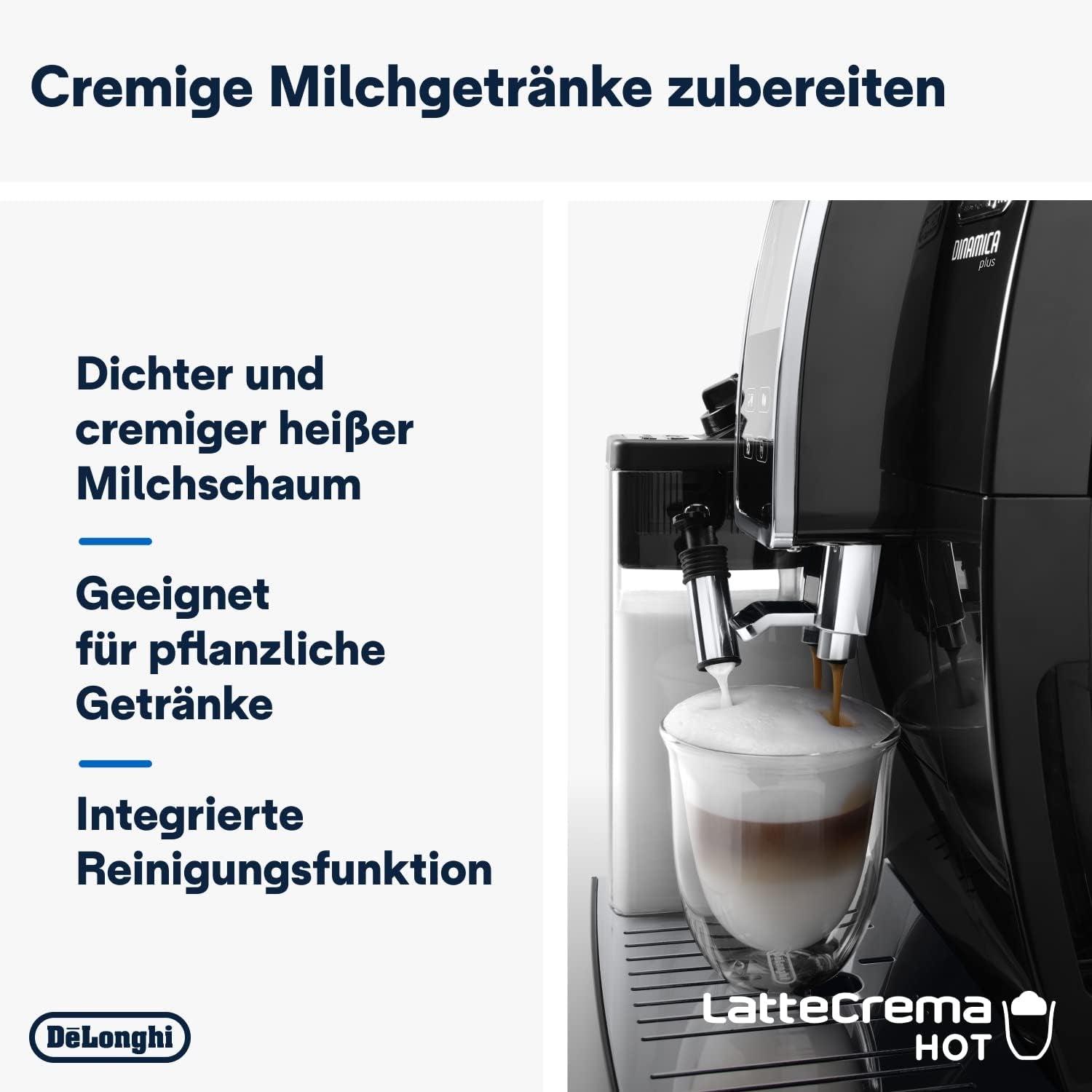 De'Longhi Dinamica Plus ECAM 370.70.B Vollautomatische Espressomaschine mit LatteCrema-Milch-, Cappuccino- und Espressosystem, 3,5 Zoll TFT-Farb-Touchscreen und App-Steuerung, Kaffeefunktion, schwarz