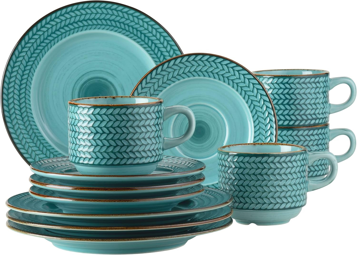Prospero Premium-Kaffeeset für 4 Personen, Restaurantqualität, 12-teiliges modernes Kaffeeservice im einzigartigen Vintage-Stil, langlebiges Porzellan, Blau