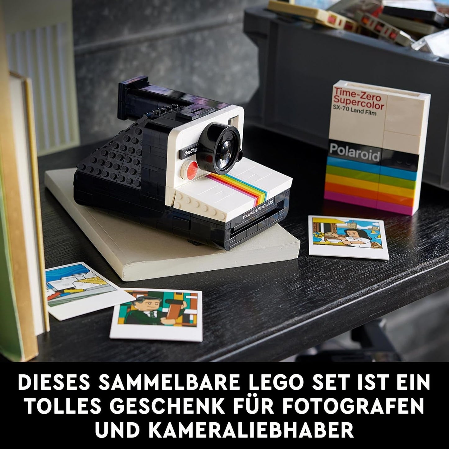LEGO Ideas Polaroid Onestep SX-70 Kameraset für Erwachsene, Sammlerstück mit authentischen Details, kreative Aktivität, Fotogeschenke für Frauen, Männer, Ihn, Sie und Jugendliche 21345 Bausets Besuchen Sie den LEGO-Store