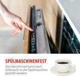 alpina Geschirrset 8 Personen - 40-teiliges Steingut Geschirr - Teller Set mit Speiseteller, Schalen und Kaffeebecher - Campinggeschirr - Mikrowellen- und Spülmaschinengeeignet - Weiß
