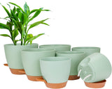 CSYY Blumentöpfe, Set mit 7 Kunststoff-Blumentöpfen mit Bewässerungssystem, 20,3/19/17,7/16,5/15,2/14/12,7 cm, selbstbewässernde Töpfe und Untersetzer für drinnen und draußen