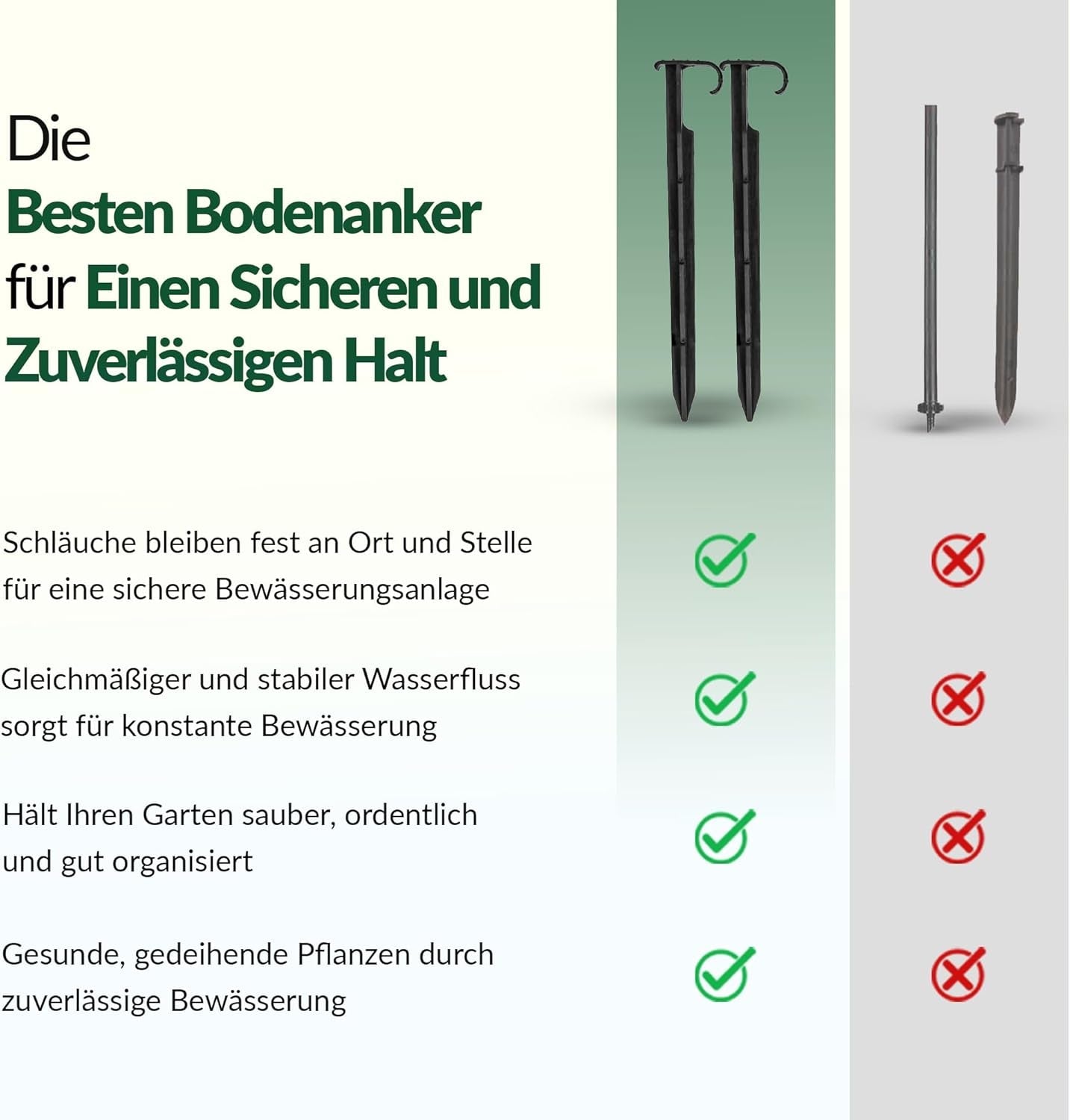 GARDENIX AquaPIN Gartenschlauchanker, 50 Stück, Erdspieß, Befestigungsanker für Tropfschlauch, Bewässerungsschlauch, Verbindungsgabel