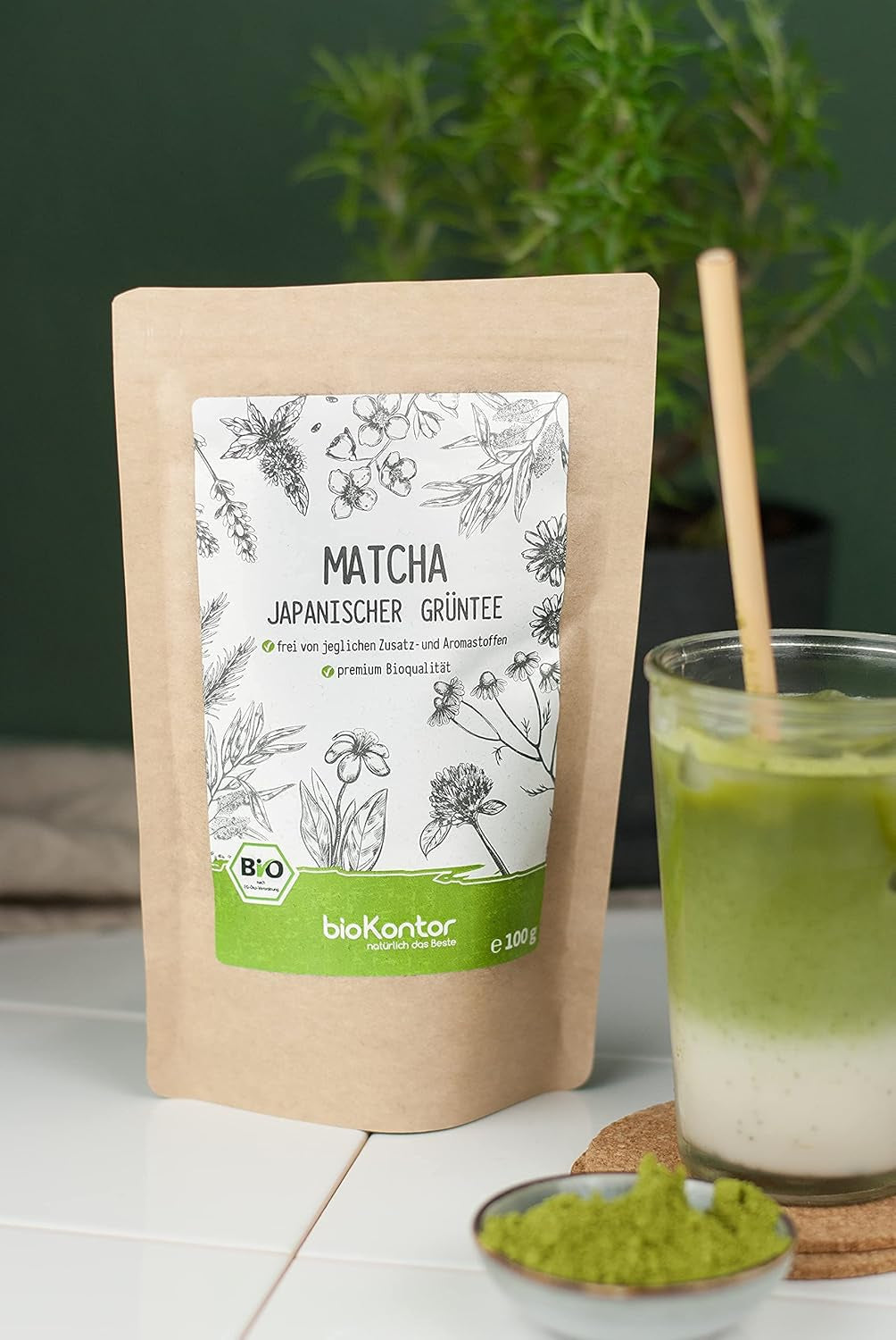 BIO Matcha-Pulver 100 g I Ohne Zusatzstoffe – 100 % natürlich I Hochwertiger japanischer Matcha-Tee I Grüntee-Pulver von