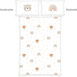 Herding Babybest Little Friends Winterbettwäsche, Kopfkissenbezug 40 X 60 Cm Mit Hoteleinschlag, Bettbezug 100 X 135 Cm, Mit Zwißwerfer, 100% Baumwolle/Flannel, Weiß, Twin Naty Shop