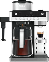 Ninja Prestige 2-in-1-Filterkaffeemaschine mit Kapseln und integriertem Milchaufschäumer, für Latte, Eiskaffee und Flat White, Schwarz CFN802EU