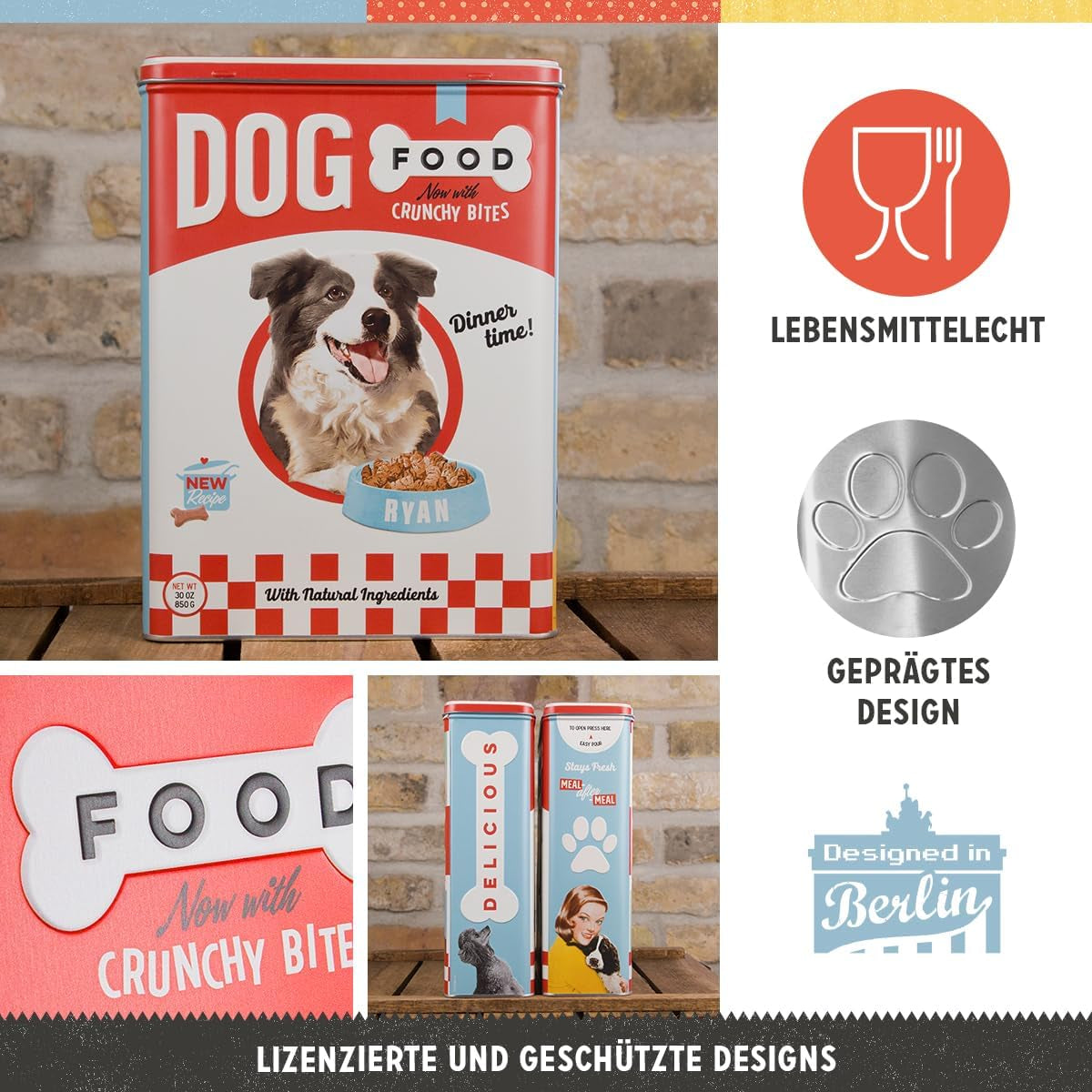 Nostalgic-Art Retro-Aufbewahrungsbox XL, 4 l, Hundefutter – Geschenkidee für Hundebesitzer, Aufbewahrungsbox für Trockenfutter, Vintage-Design Futteraufbewahrungsboxen Naty Shop