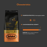 Bristot, Kaffeebohnen CREMA ORO – Total 1 kg – Mischung mit intensivem Aroma, süßem Geschmack, Gewürzen, Caramel, Sandelholznoten – Set mit 2 pro 500 g