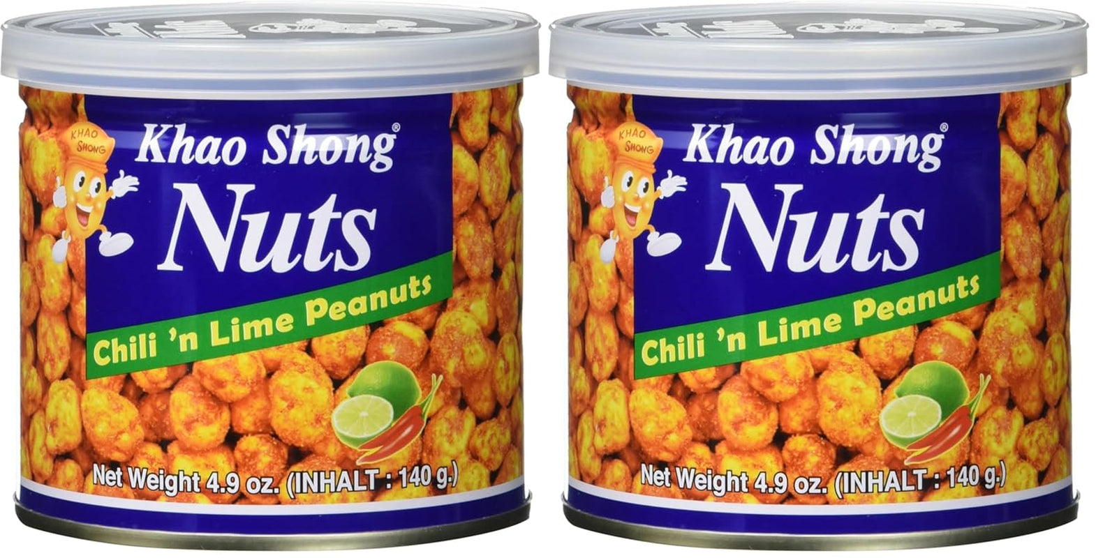 Khao Shong Gebratene grüne Erbsen mit Wasabi, knusprige Erbsen in würzigem Teig, eine fettarme Alternative zu Nüssen, mittelscharf, 1 140-g-Dose | 140 g (1 Packung)