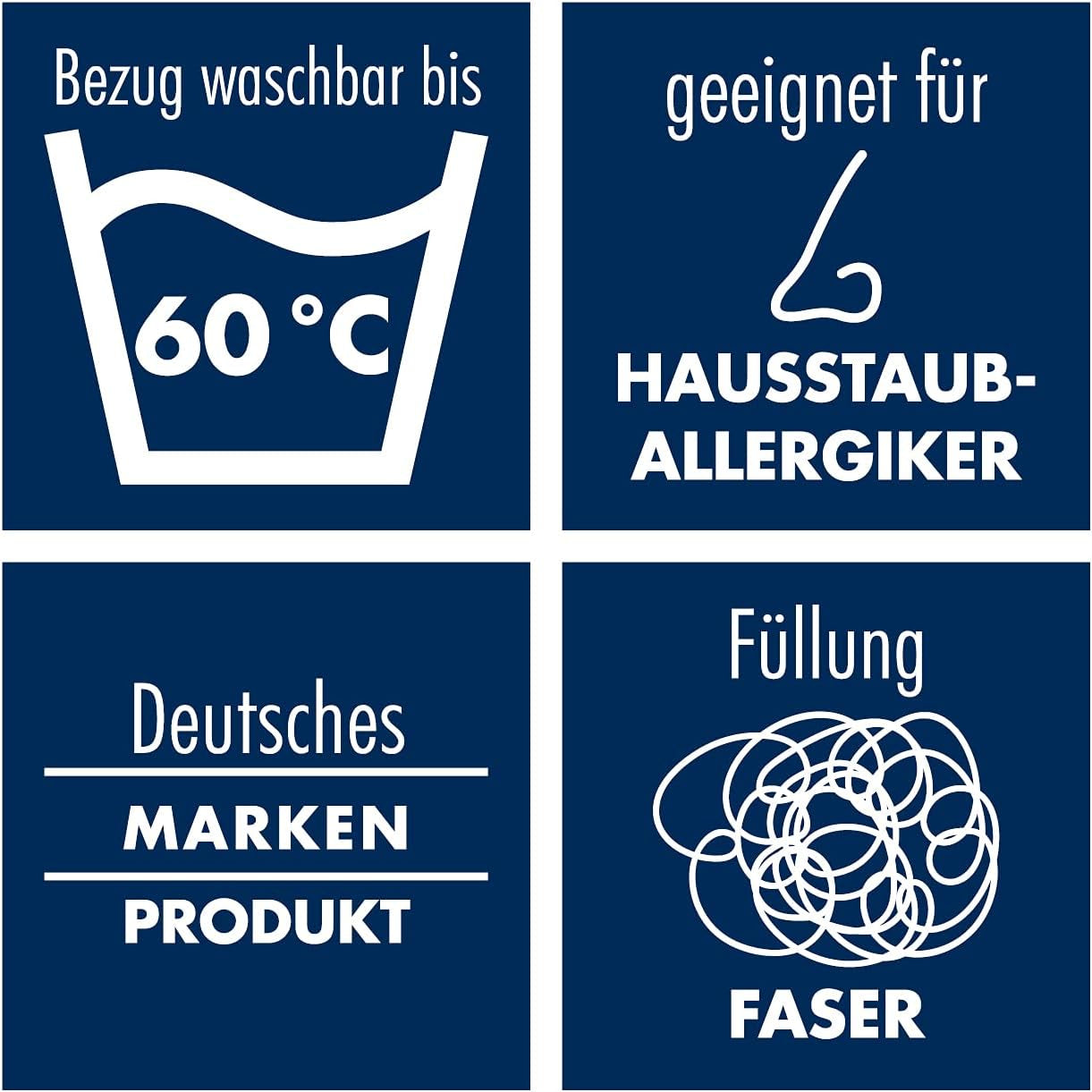 Irisette Noblesse Kissen - Made in Germany - Kissen mit abnehmbarem Bezug aus reiner Baumwolle, 80 x 80 cm, Öko-Tex zertifizierte Naty Shop Standardkissen
