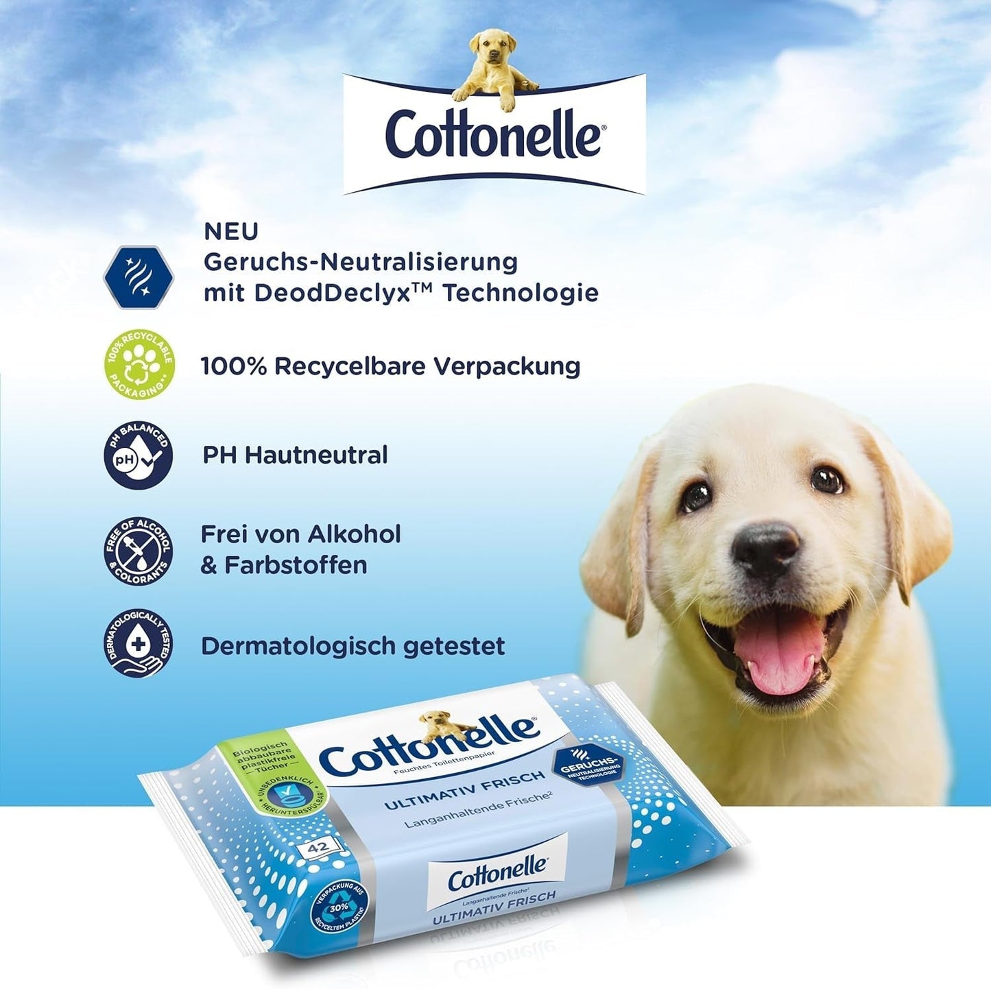 Feuchttücher, Ultimate Fresh, 12 x 42 Tücher, Deodycylx-Technologie, hautfreundlich, alkohol- und farbstofffrei, empfindlich, biologisch abbaubar
