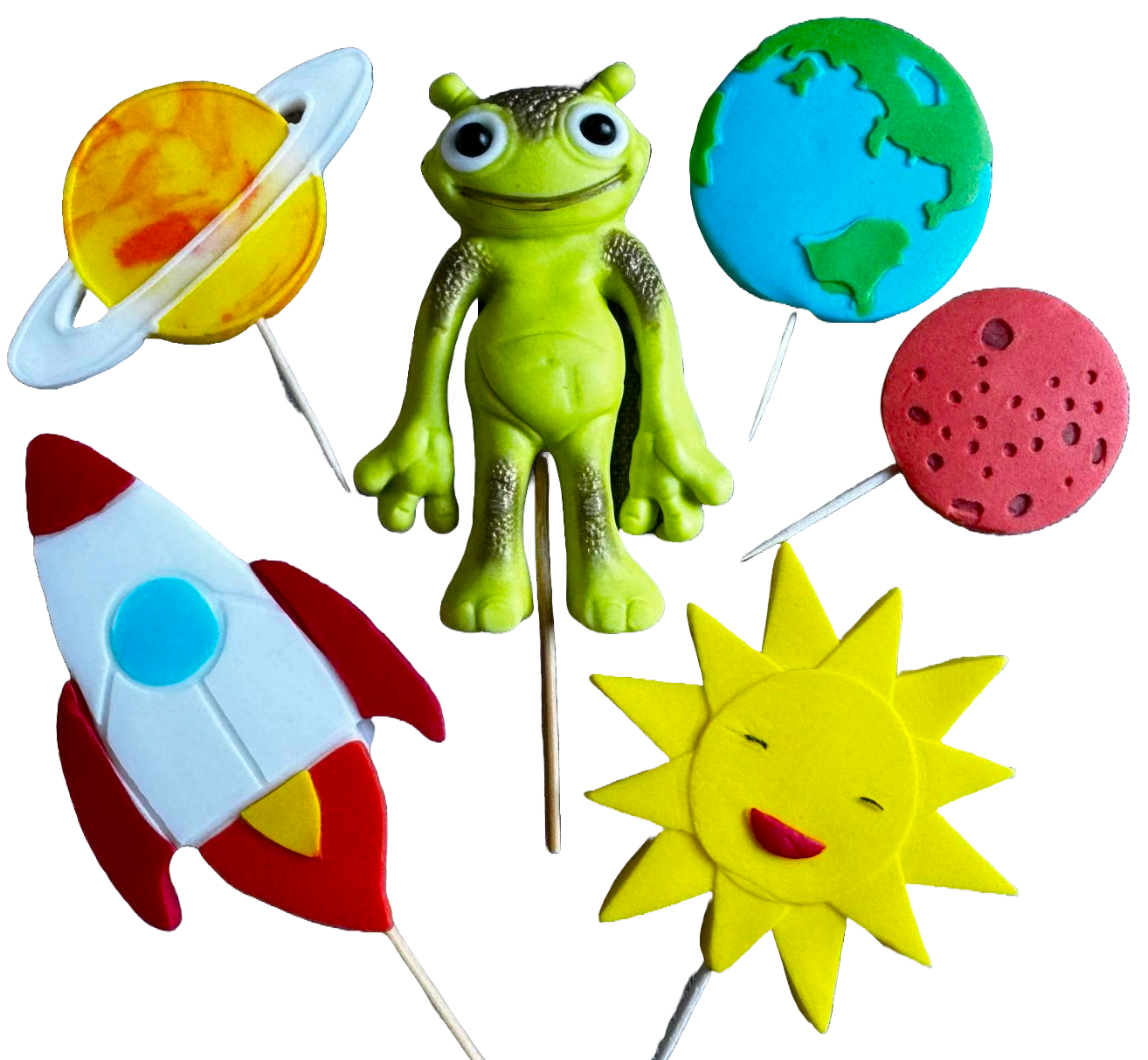 Set mit 6 essbaren Zuckerdekorationen, Cosmos Sugar Paste Dekorationen Naty Shop