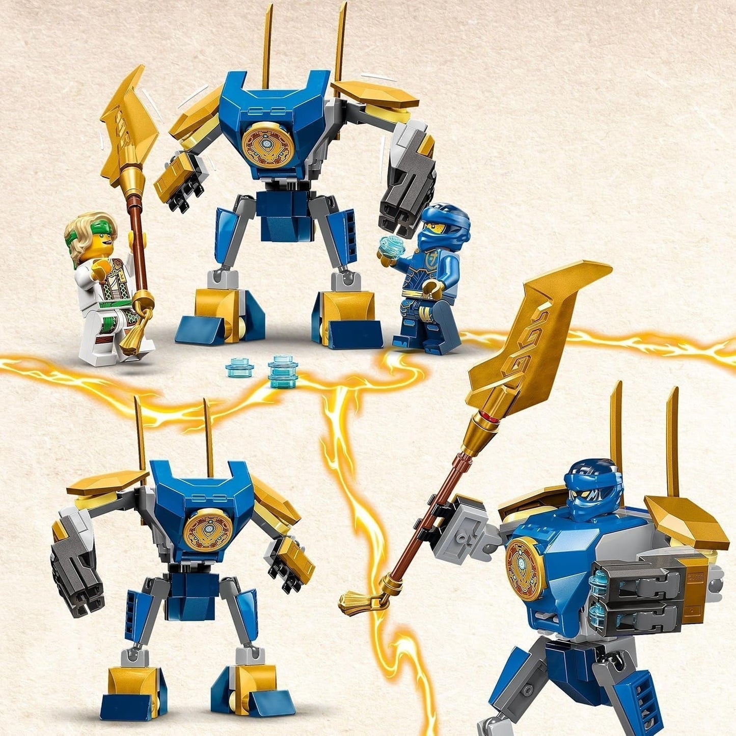 LEGO NINJAGO Jay Battle Mech, Ninja-Spielzeug für Kinder mit Figuren, einschließlich Jay-Minifigur mit Mini-Katana, Actionfiguren und Mech, kleines Geschenk für kreative Jungen und Mädchen ab 6 Jahren 71805 Bausets Besuchen Sie den LEGO-Store
