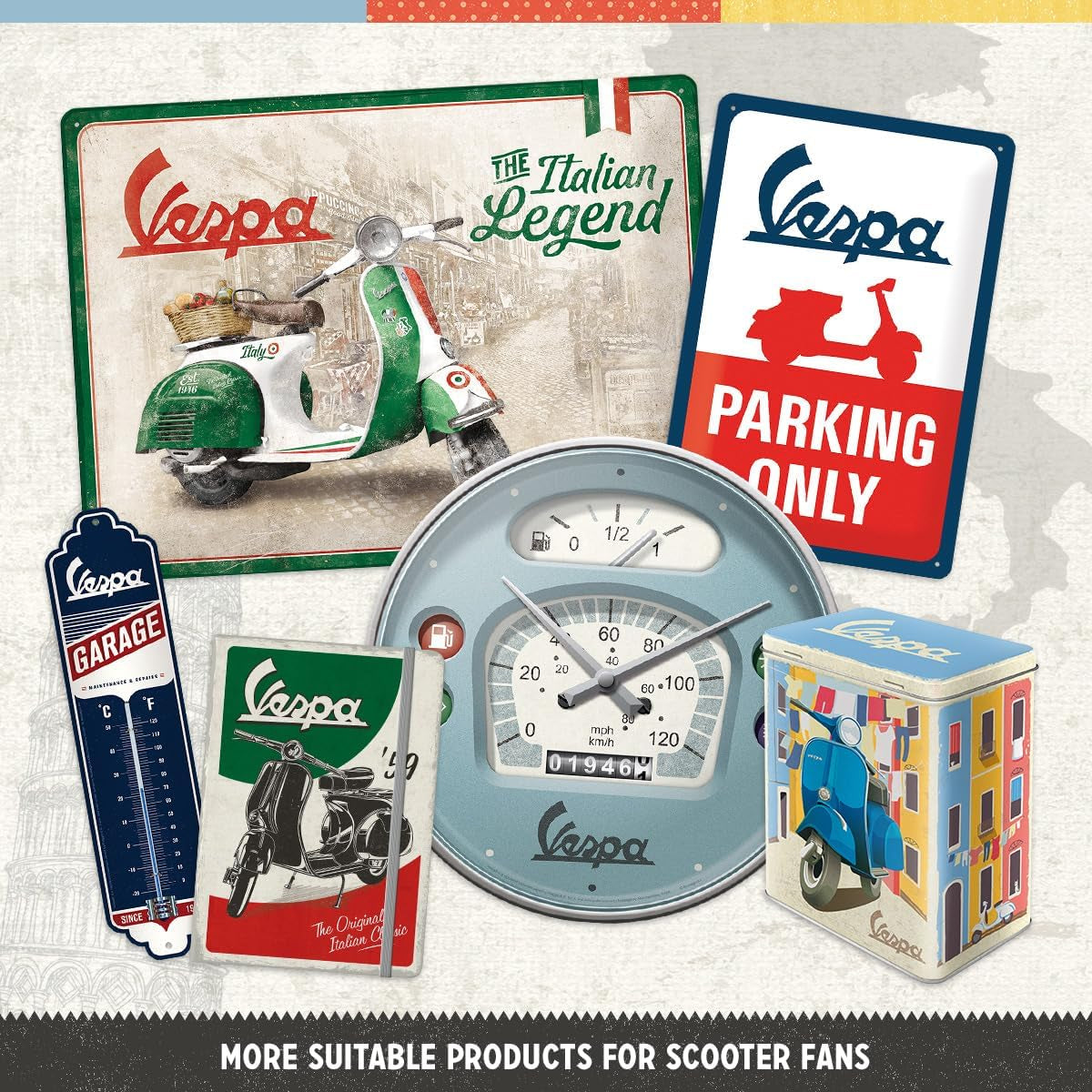 Nostalgic-Art Retro-Kaffeedose, 1,3 l, Vespa – italienischer Klassiker – Geschenkidee für Roller-Fans, Original-Lizenzprodukt (OLP), Vintage-Design-Werkstatt-Dekoration, Vintage-Design-Werkstatt-Dekoration, Lebensmittel-Aufbewahrungsboxen, Naty Shop