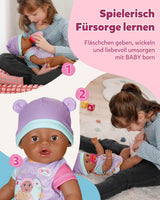BABY Born Eva – Babypuppe 43 cm – 10 Funktionen inklusive Zubehör und Matratze – Funktioniert komplett ohne Batterien – Geeignet für Kinder ab 3 Jahren