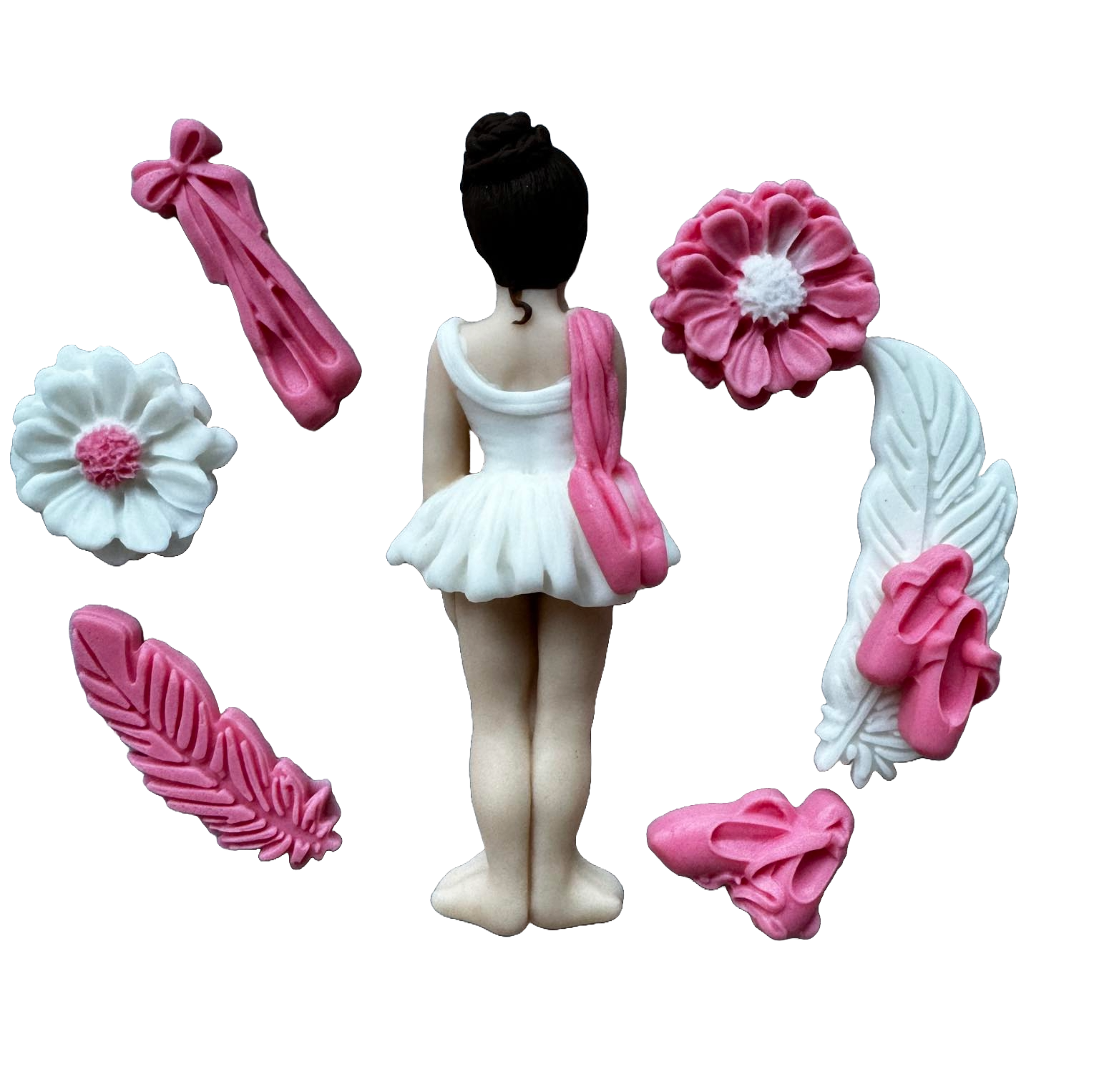 Set mit 8 essbaren Zuckerdekorationen, Ballerina-Dekorationen aus Zuckerpaste, Naty Shop