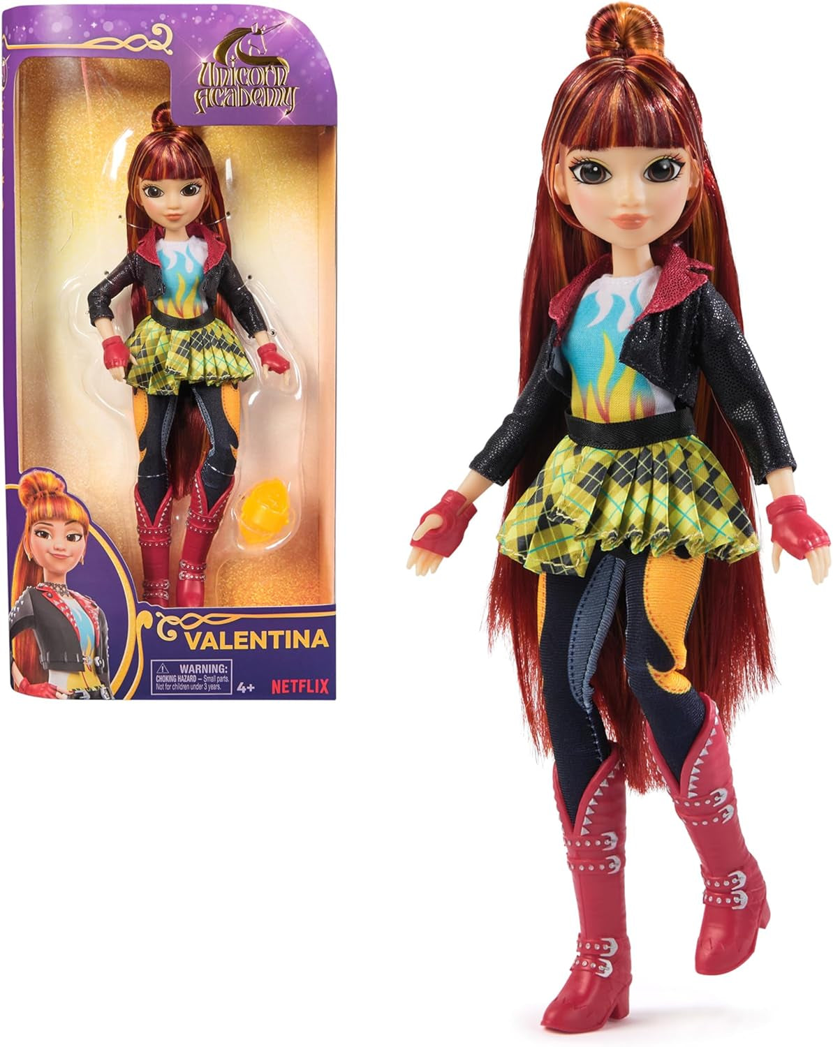 Unicorn Academy Deluxe Masked Ball Sophia – 24 cm große Puppe aus der beliebten Netflix-Serie mit 2 Outfits, klassischer Verkleidung und Rollenspiel, ab 4 Jahren. Naty Shop Dolls Valentina-Anziehpuppe