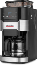 GASTROBACK 42711 Grind & Brew Pro Kaffee-Espressomaschine, Kaffee-Espressomaschine mit integriertem Filter und Mahlwerk, Kegelmahlwerk mit 8 Mahleinstellungen, LCD-Touchscreen, Kunststoff