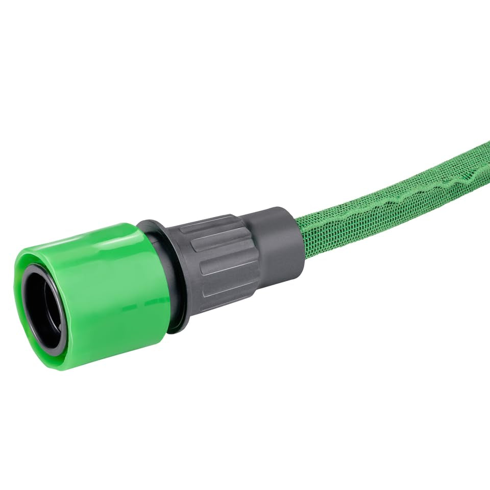 Kinzo Flexibler Gartenschlauch 20 m – inkl. Schlauch Schlauchzubehör – Flexibler Schlauch mit Sprühkopf mit 7 Sprühpositionen – Kunststoff – Grün/Grau