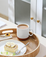 MALACASA Kaffeebecher-Set, 350 ml Steinzeugbecher-Set für 4 Personen, moderne Kaffeebecher für Tee, Saft, Latte, Cappuccino, heiße Schokolade. Spülmaschinen- und mikrowellengeeignet, TARA-Serie, Khakiweiß