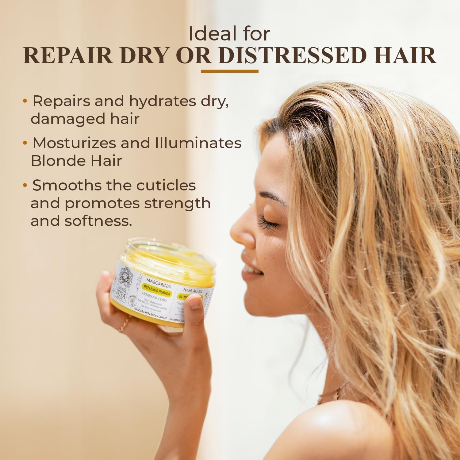 Intea Kamille – Blonde Reflections Haarmaske – spendet Feuchtigkeit und pflegt blondes Haar – 250 ml Naty Shop Haarmaske