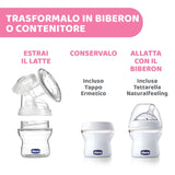 Elektrische Milchpumpe von Chicco mit Stimulations- und Extraktionsphasen, 10 Intensitätsstufen, bequem und schnell, ergonomische Form, mit geneigtem Sauger und dichtem Verschluss, weiß, 150 ml Zubehör Essen und Stillen Bebe Naty Shop