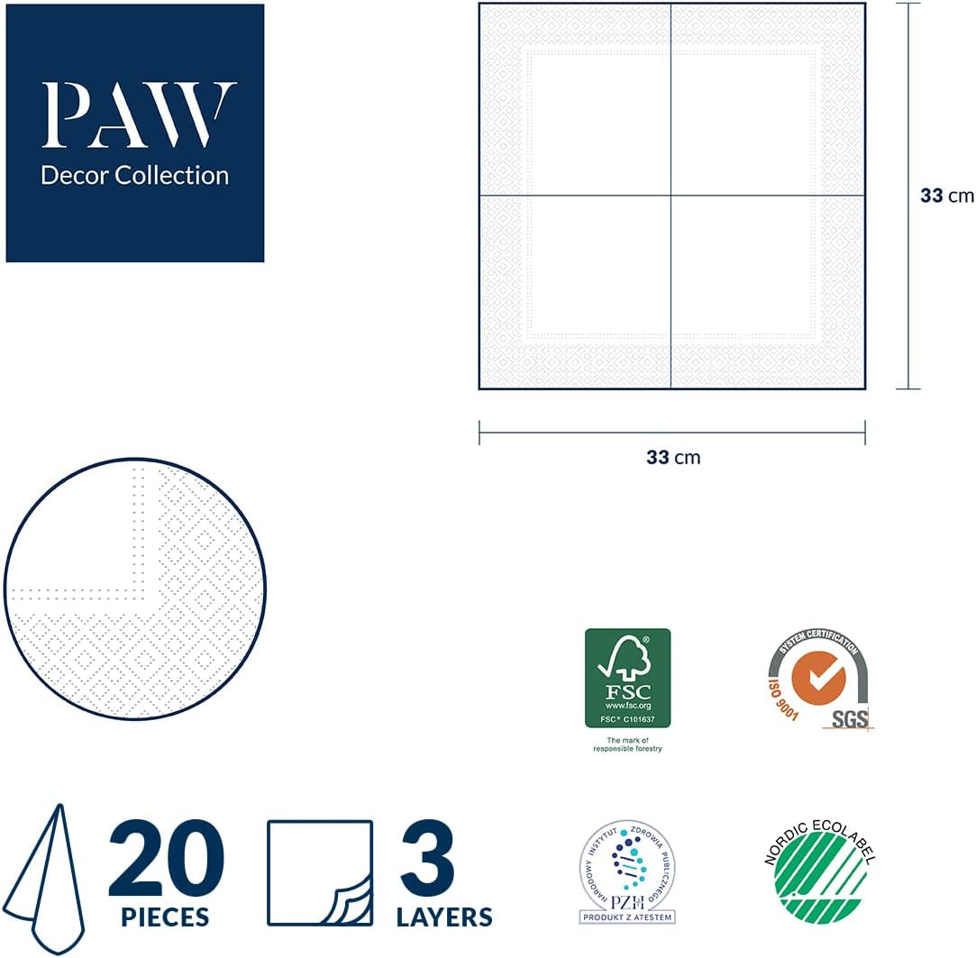PAW – 3-lagige Servietten (33 x 33 cm) I 20 Stück I Perfekt für Geburtstage, Partys und Verabredungen I Herbstliche Tischdekorationen I Bunte Papierservietten – sonnenblumengelbe Blütenblätter I Tanzende Sonnenblume