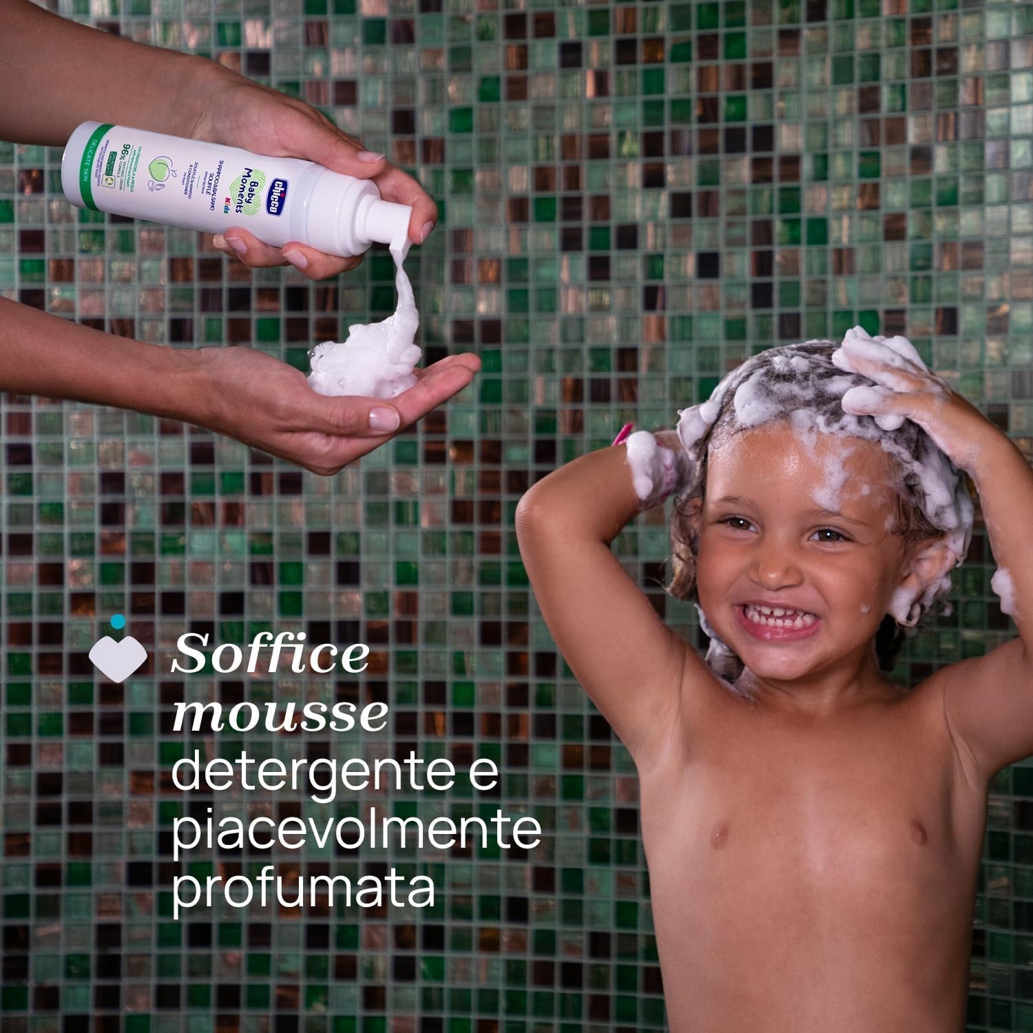 Chicco KIDS – ZARTE HAUT – 2 IN 1 MOUSSE: SHAMPOO UND SPÜLUNG, 150 ml Kinder – Bade- und Hautpflege Naty Shop