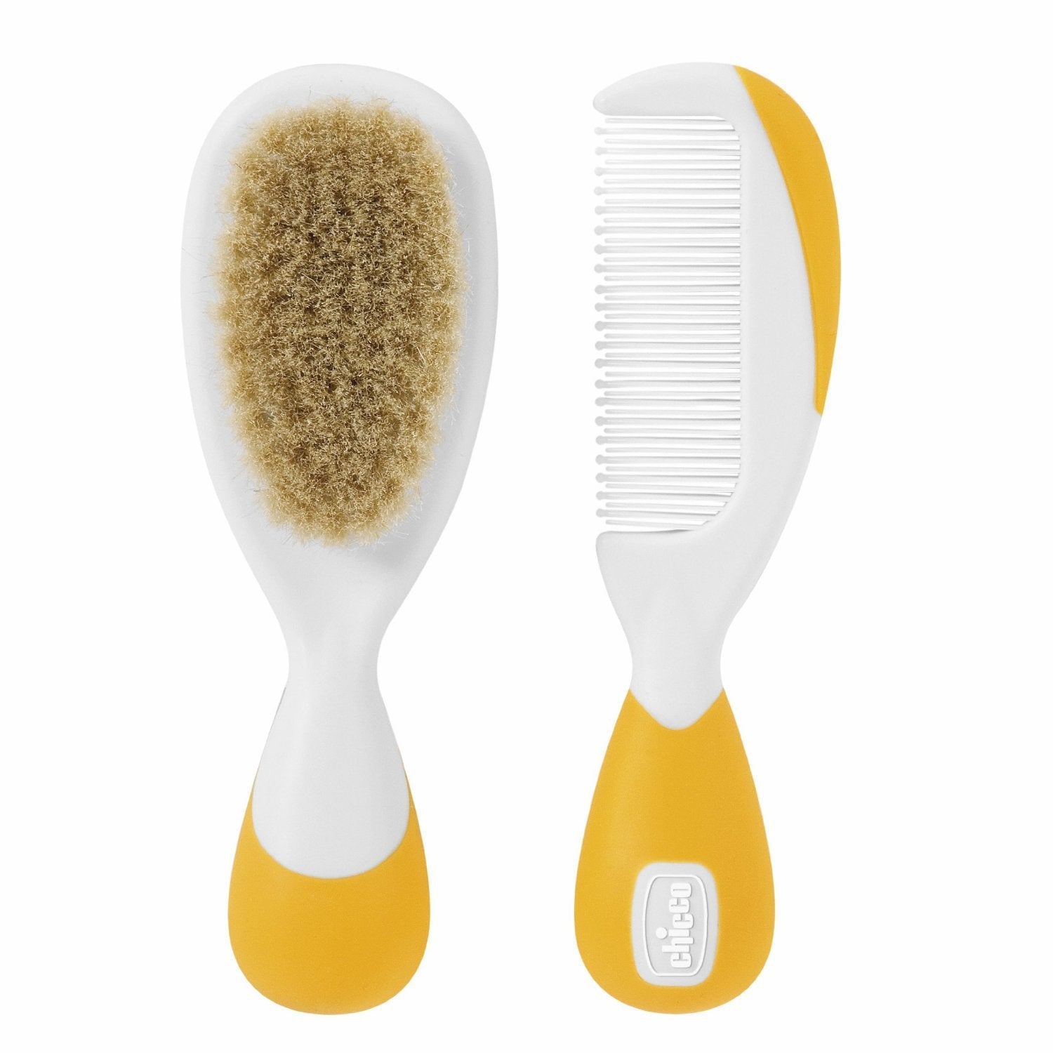 Chicco Baby-Haarbürsten- und Kamm-Set, Babybürste mit weichen Naturborsten, Kamm mit runder Spitze, rutschfestem Griff, Babyparty-Geschenk – Zubehör für Neugeborene ab 0 Monaten – Bade- und Hautpflege Naty Shop