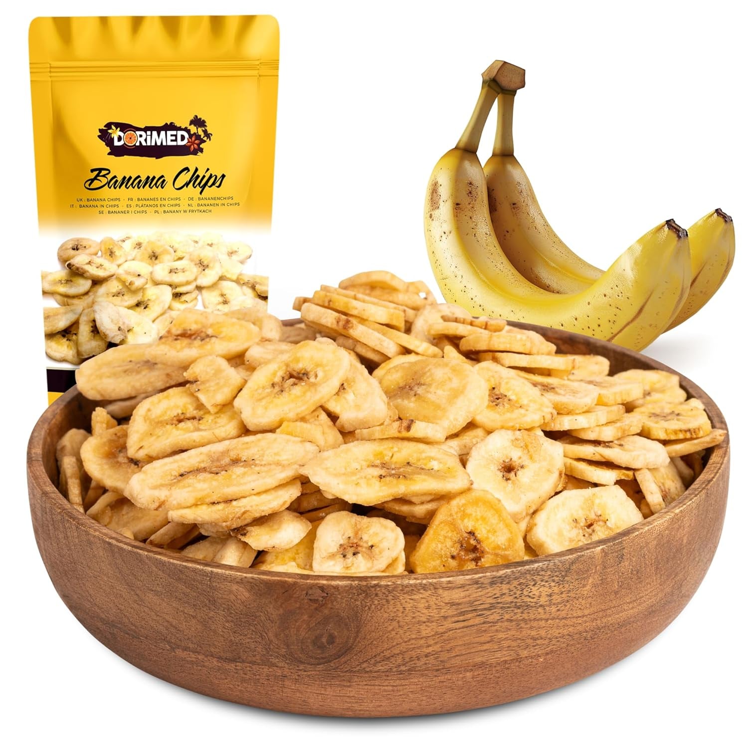Bananenchips 1 kg | Knusprige Bananenchips mit Trockenfrüchten | gesunder Snack mit köstlichem Geschmack | Dehydrierte Produkte Naty Shop Standardtitel