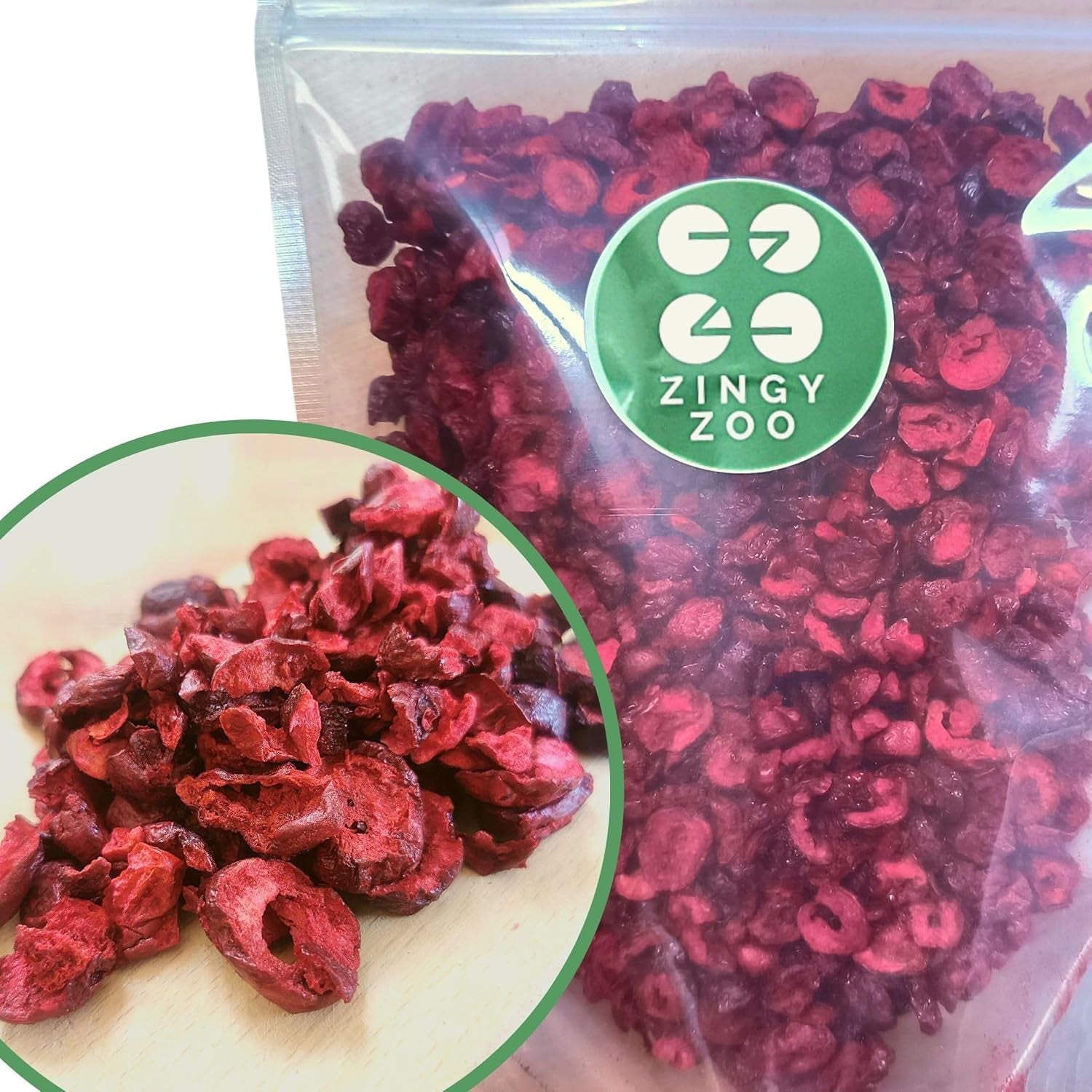 Gefriergetrocknete Bitterkirschen | 100 % natürliche gefriergetrocknete Fruchtstücke. Trockenfrüchte | Getrocknete Bitterkirschen | Gefriergetrocknete Bitterkirschen | ZingyZoo Naty Shop Dehydrierte Produkte 500G