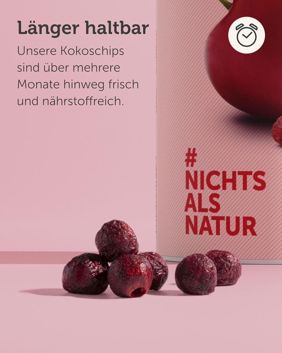 Gefriergetrocknete Bitterkirschen BUAH® | Ganze Bitterkirschen als Snack oder fürs Müsli | Idealer Ersatz für Süßigkeiten | Vegan und ohne Zuckerzusatz | 135 g dehydrierte Produkte von Naty Shop